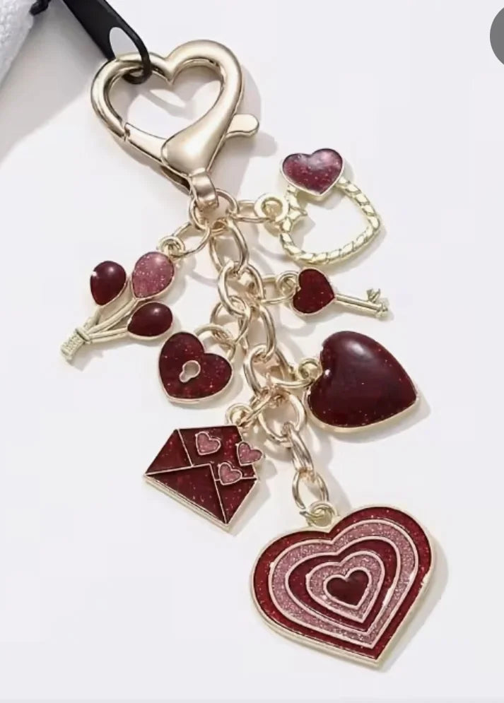 Valentines Day Key Chain Maroon Heart
