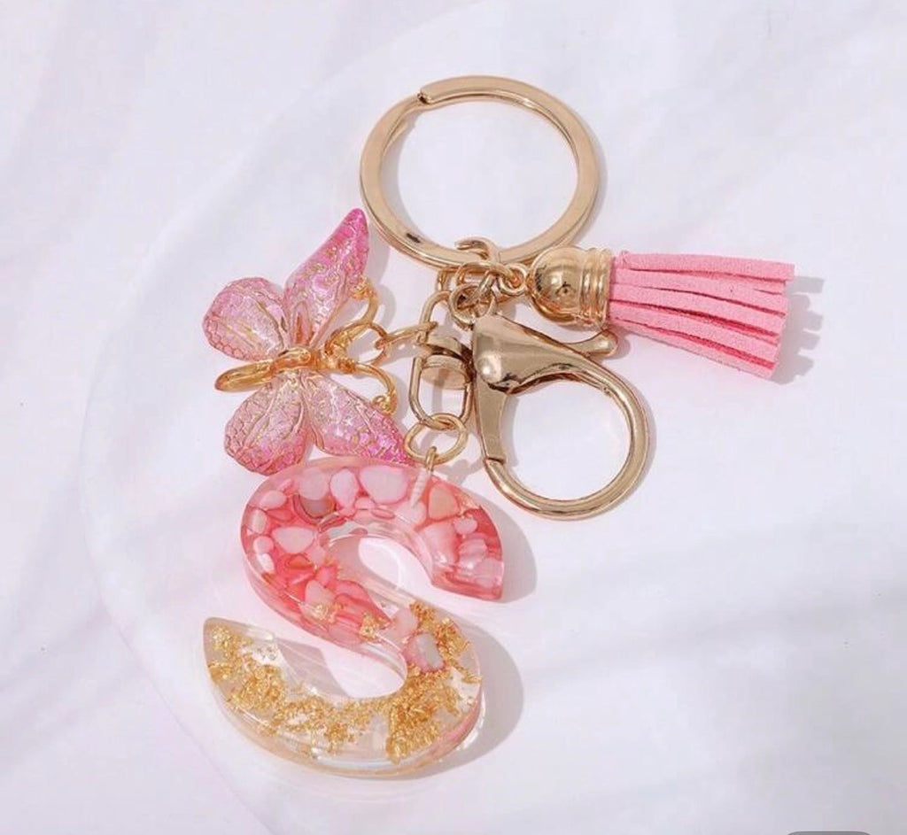Pink Gradient Alphabet S Keychain